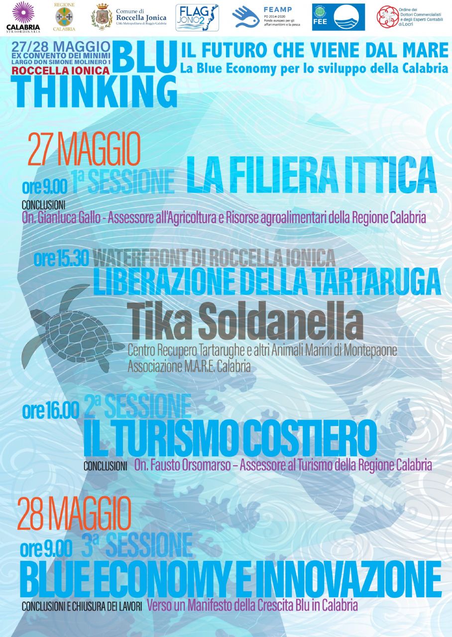 Locandina  “Blue Thinking - il Futuro che viene dal Mare” Presentazione Rinaldi Centro Studi Tagliacarne