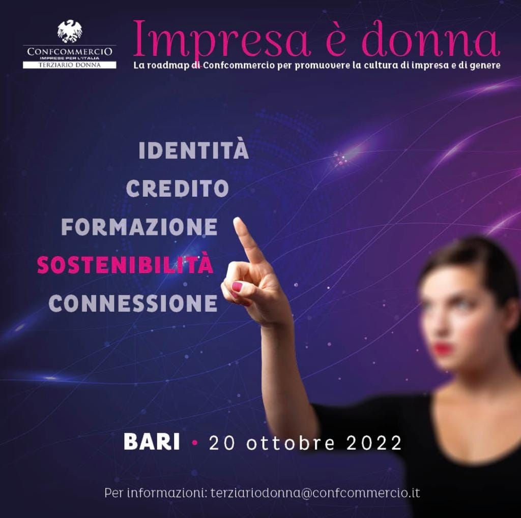 Save the Date l'impresa è donna Terziario Confcommercio Donna Bari Centro Studi Tagliacarne
