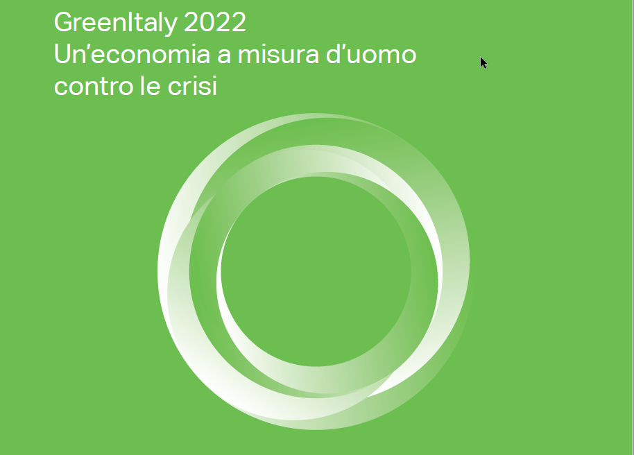 Copertina rapporto Greenitaly 2022: Un'economia a misura d'uomo contro le crisi
