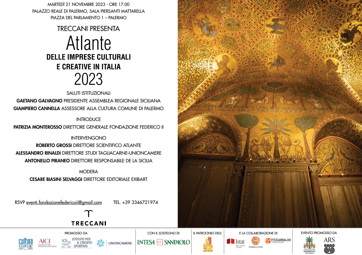 Invito Fondazione Federico II Presentazione Atlante Treccani delle imprese culturali e creative Centro Studi Tagliacarne