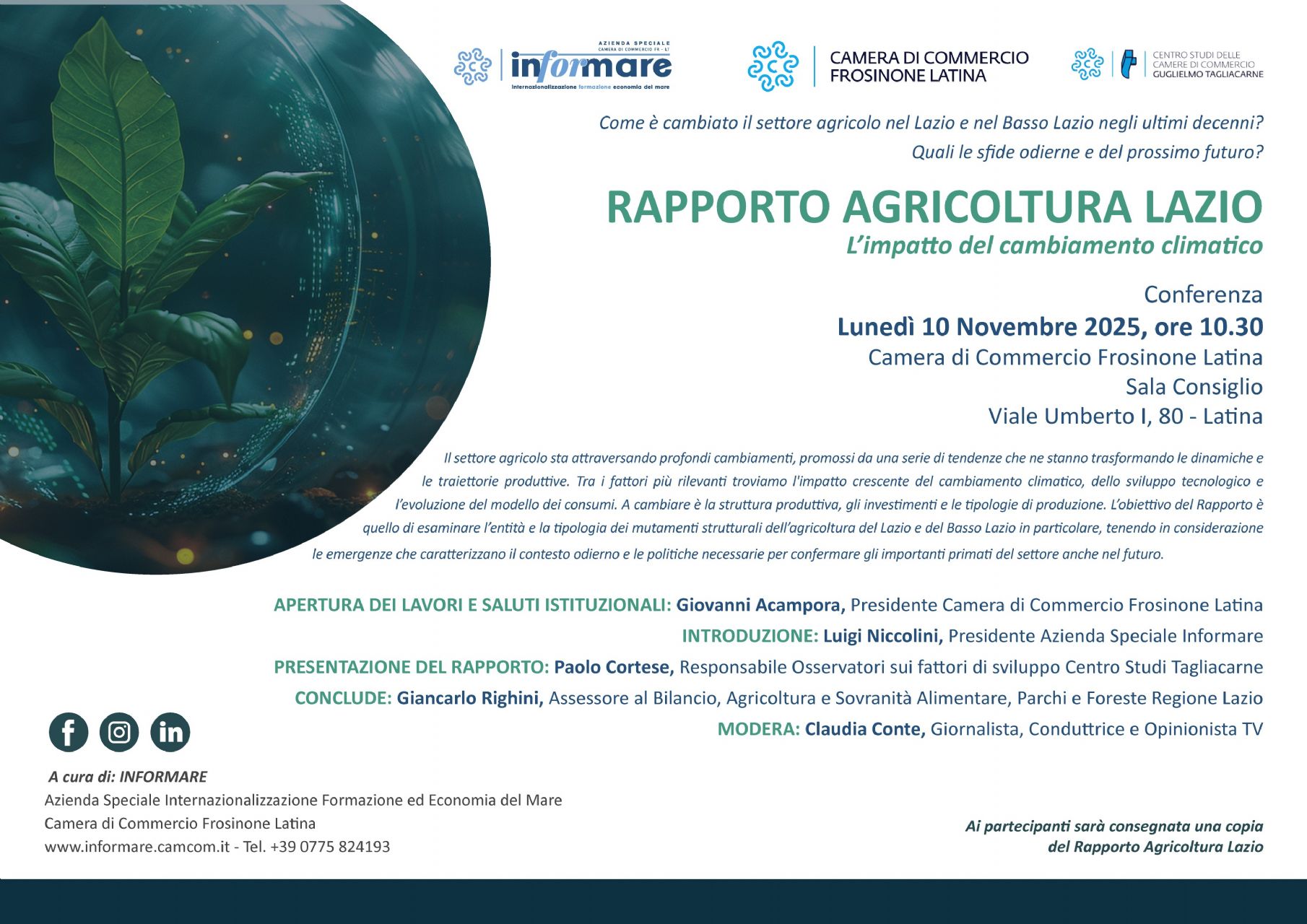 Banner di Presentazione del Rapporto Agricoltura Lazio