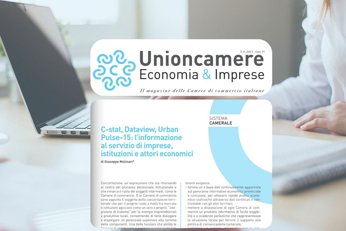 Screenshot di una sezione dell'articolo con il titolo “C-stat, Dataview, Urban Pulse-15: l’informazione al servizio di imprese, istituzioni e attori economici”