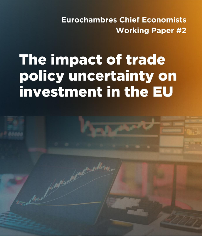Copertina del rapporto "The impact of trade policy uncertainty on investment in the EU: un freno silenzioso agli investimenti in Europa"