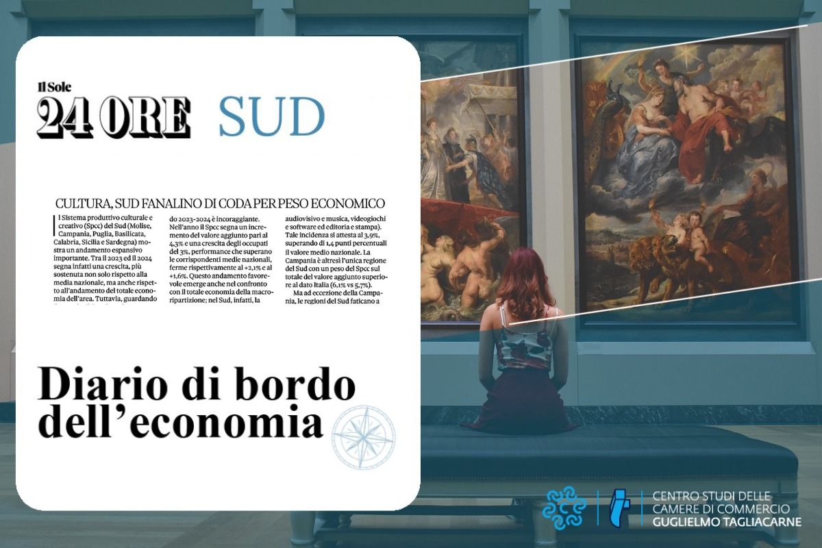 Sfondo di un museo e in primo piano screenshot del titolo dell'articolo 