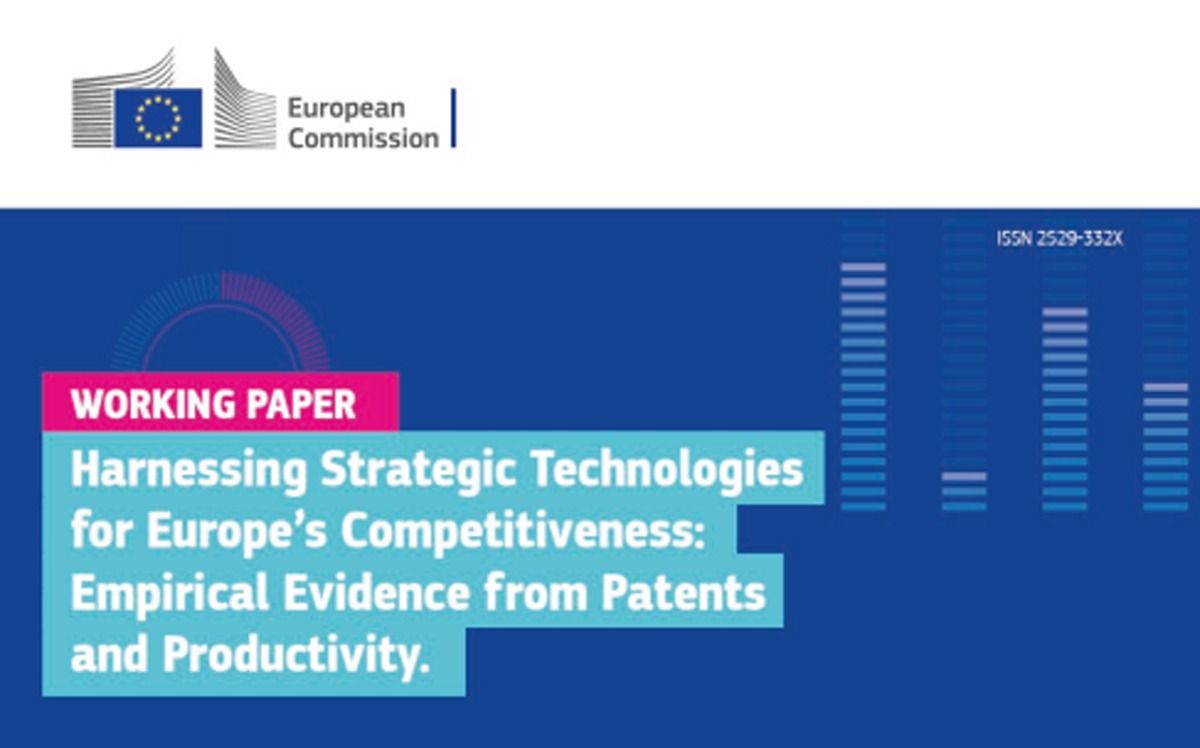 Screenshot della copertina del working paper “Harnessing Strategic Technologies for Europe’s Competitiveness: Empirical Evidence from Patents and Productivity” 