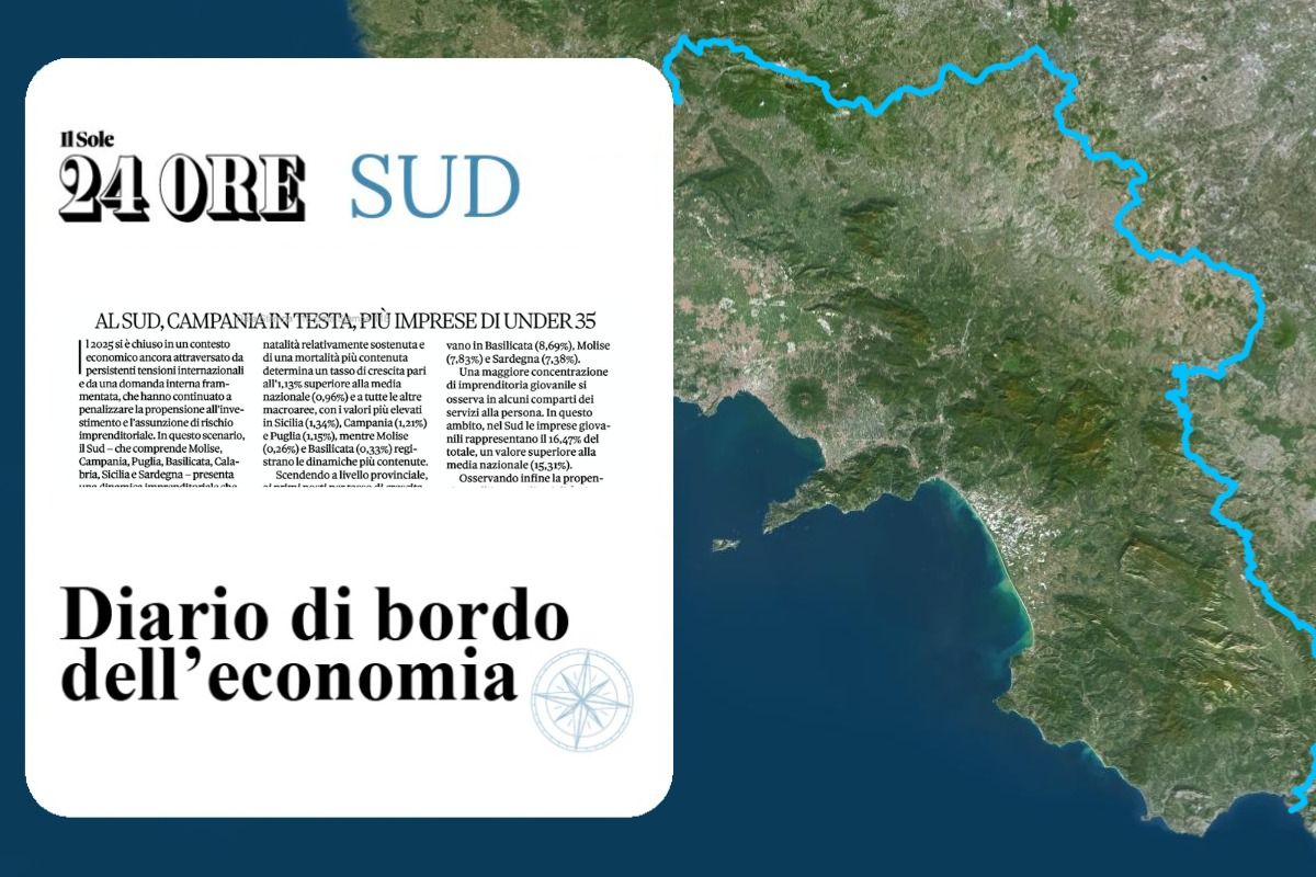 Screenshot del titolo dell'articolo con cartina della Campania sullo sfondo