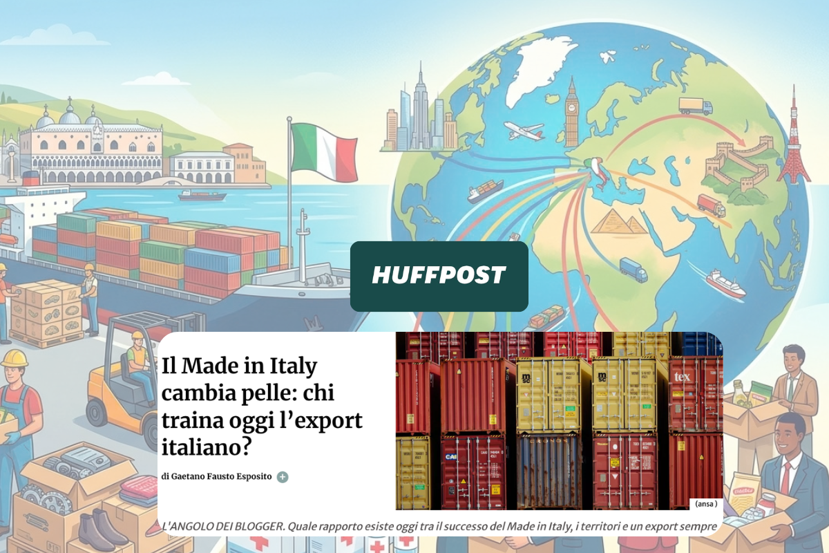 Screenshot del titolo dell'articolo con foto a tema export sullo sfondo