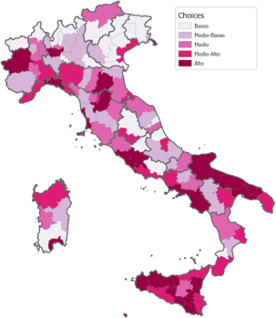 Mappa varietà di scelta per provincia